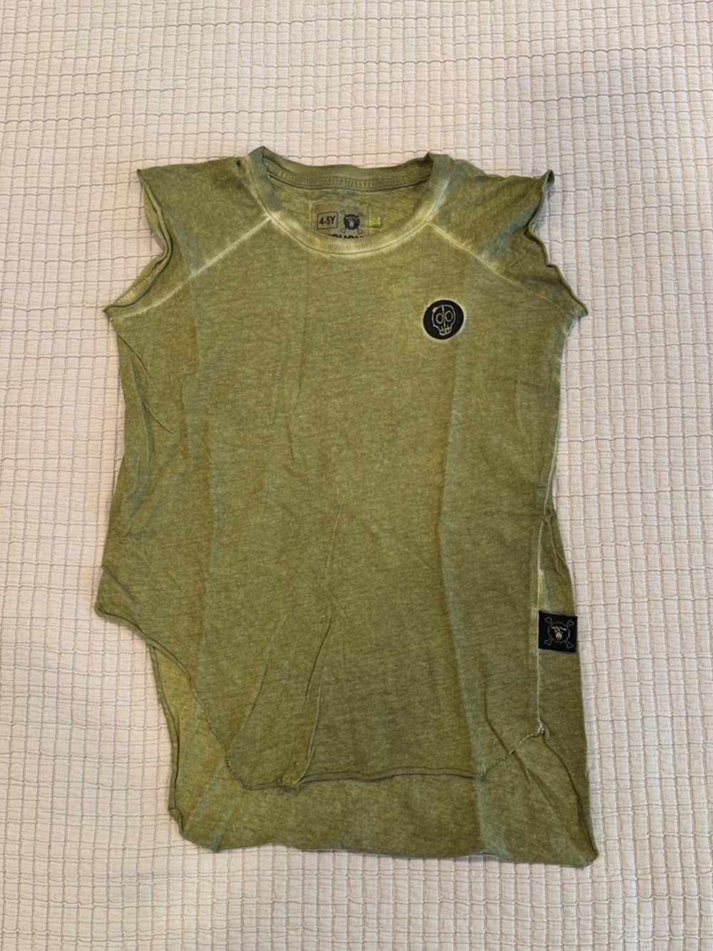 Nununu Kids Sleeveless Olive Green Assymetrical Tank Tee - Size 4-5